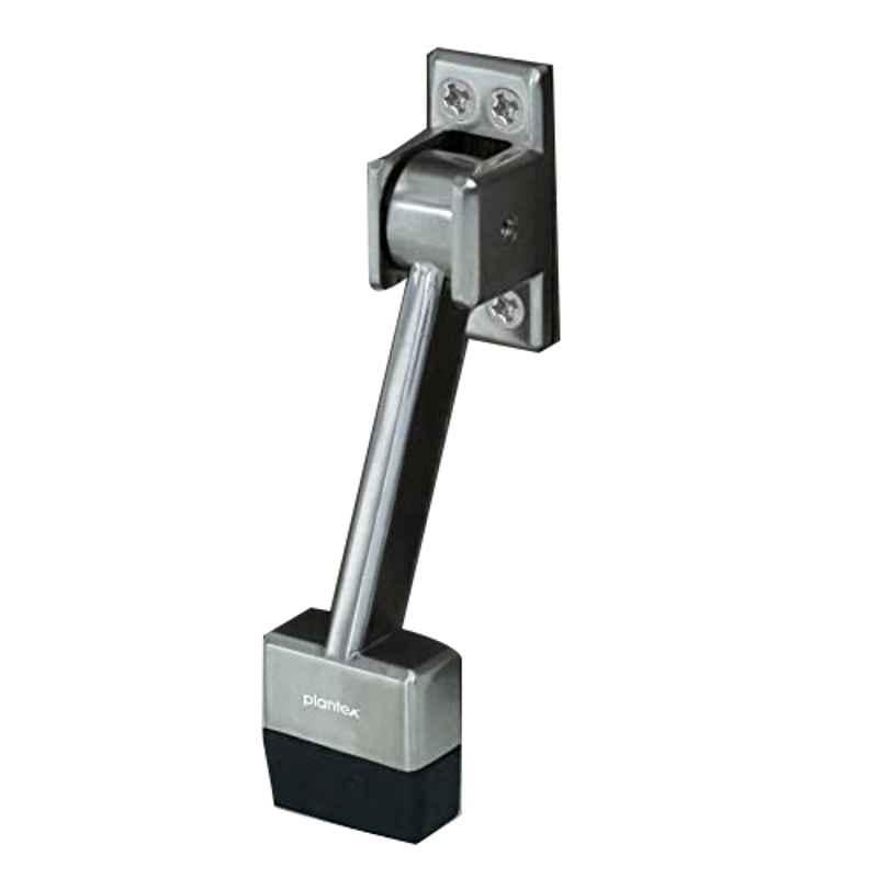 Plantex 5 inch Zinc Alloy & Rubber Silver Floor Mount Kick Down Door Stopper, APS-SH-34