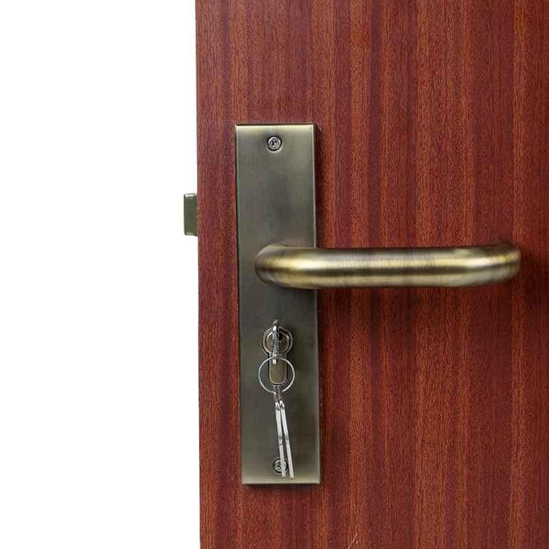 Handle Waala MG-1103 8 inch 60mm Stainless Steel Anitque Brass Finish Both Side Key Cylindrical Plate Mortise Door Lock Set