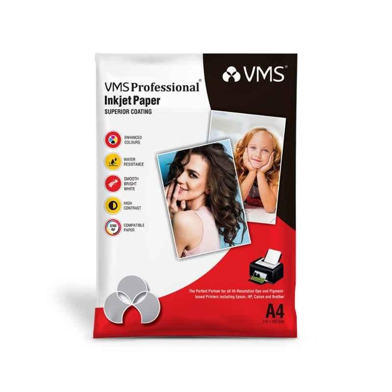 VMS Professional 50 Pcs 130GSM A4 Glossy Photo Paper Set, 113004