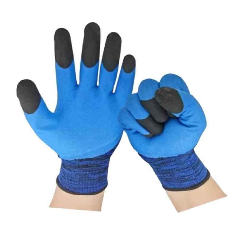 Mastership 10 inch Latex Blue Tiger Print Safety Hand Gloves (Pack of 220)
