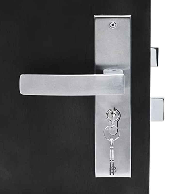 Homexpert LB10001-CYS-BSK 8 inch 60mm Stainless Steel Silver Cylindrical Plate Both Side Key Mortise Door Lock Set