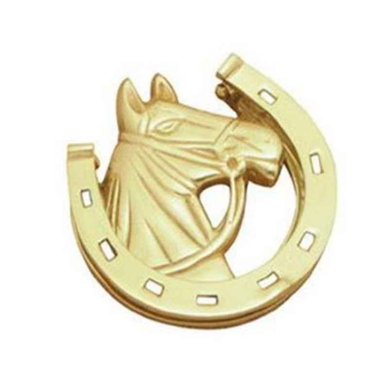 Smart Shophar 5 inch Brass Gold Horse Door Knocker, SHA10DK-HORS-GL05-P1 (Pack of 2)