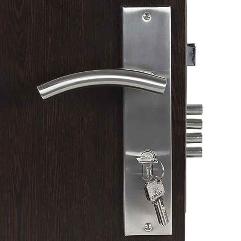 Handle Waala MG1102 10 inch 60mm Stainless Steel Silver Cylindrical Plate Both Side Key Mortise Door Lock Set