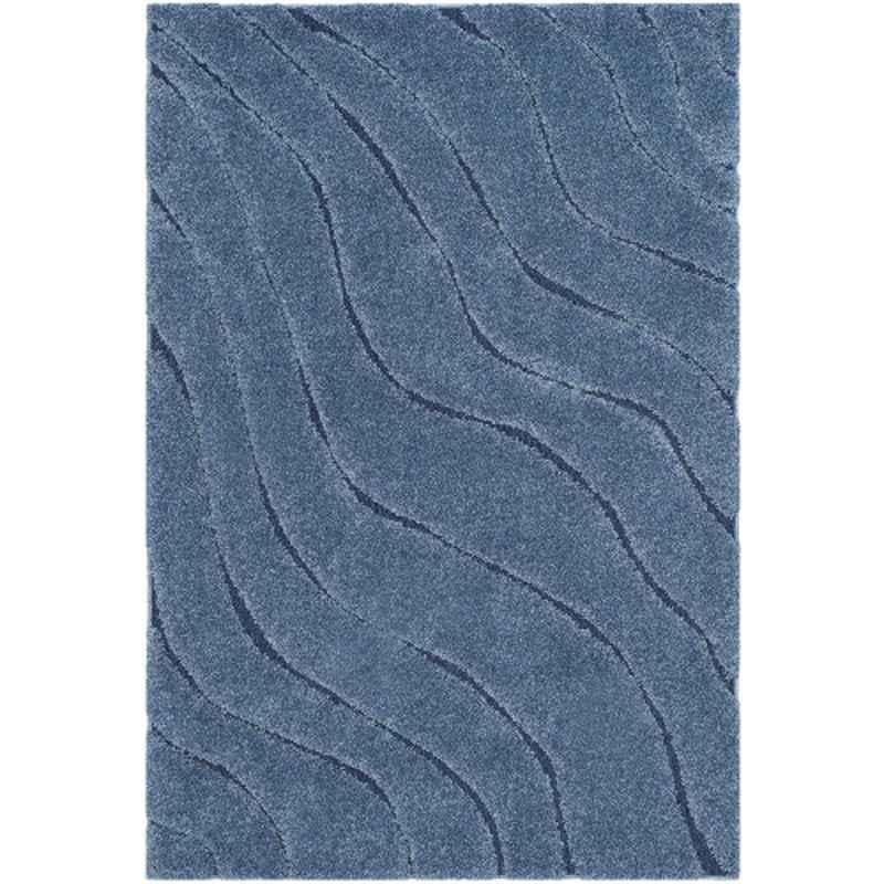Carpetify 3x5ft Blue Textured Wave Shaggy Carpet, 1224YR0AGTZ