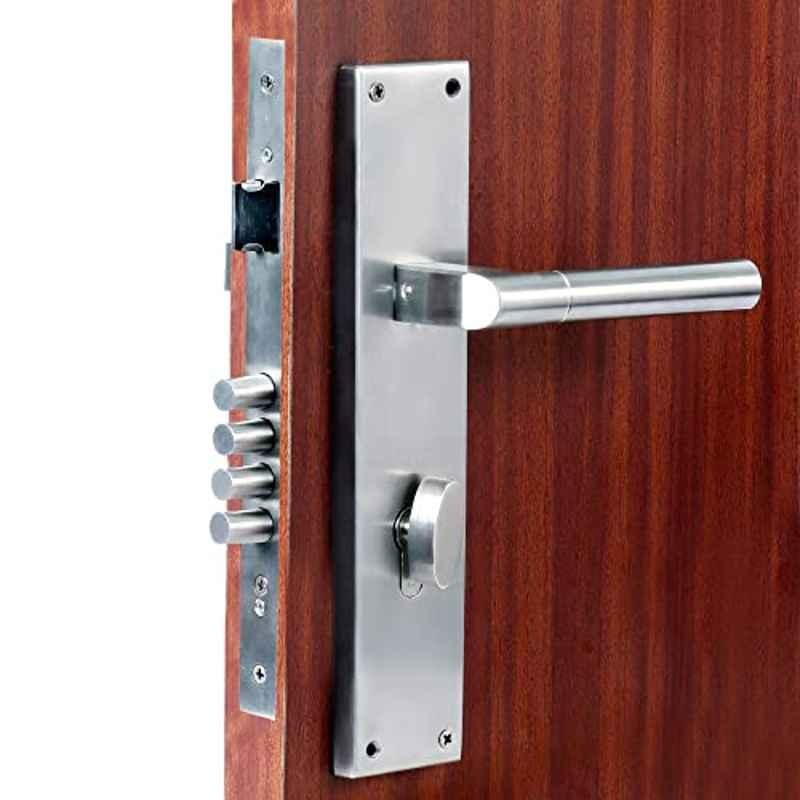 Homexpert MG303 10 inch 60mm Stainless Steel Satin Finish Cylindrical Plate One Side Key Mortise Door Lock Set
