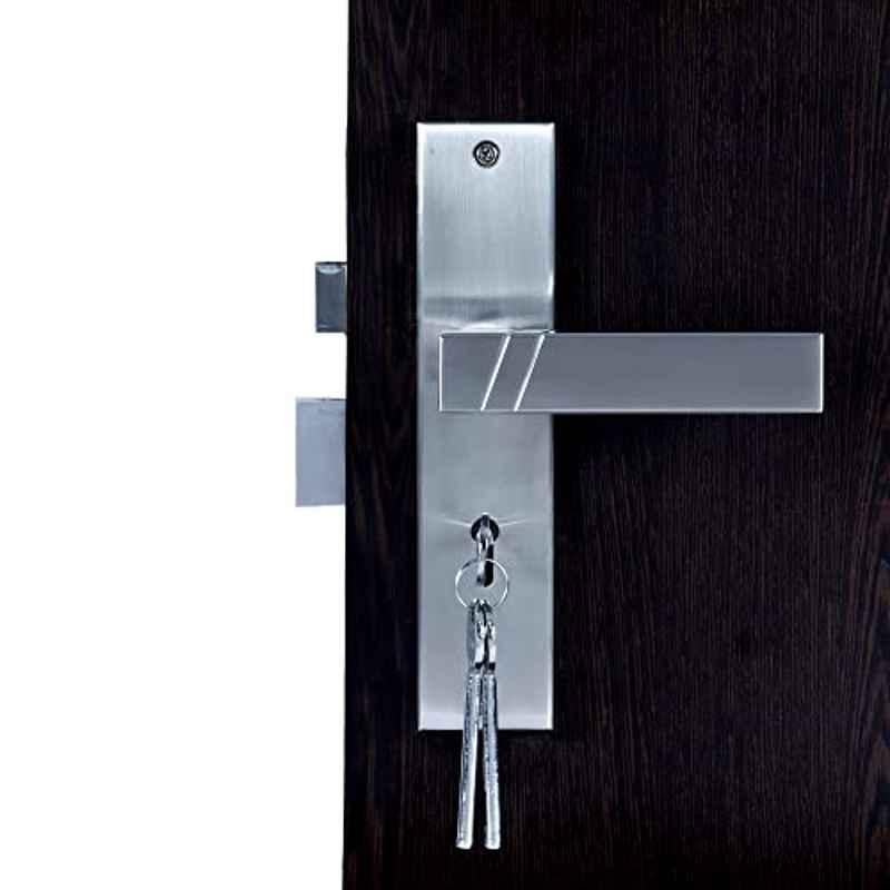 Saze â€ŽStainless Steel 304 â€ŽSilver â€ŽMatt Finish â€ŽSquare Heavy Duty Mortise Door Lock Set for Main Door, KY-SIERRA