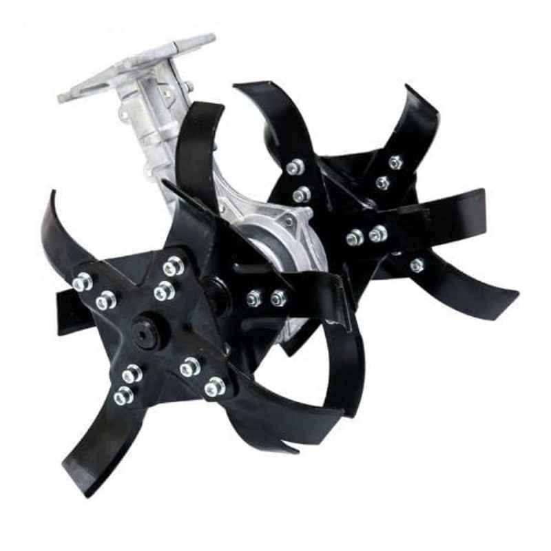 RBD 26mm Mild Steel Black & Silver Cross Type Tiller Weeder Attachment, RBD-TA-001