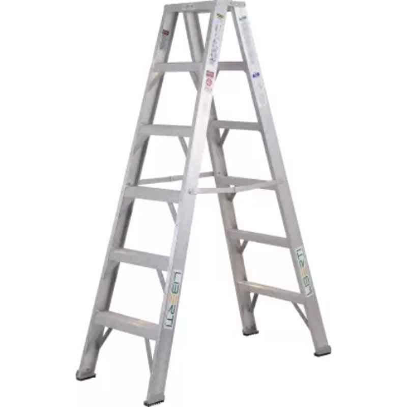 Liberti 6ft 5x5 Step Aluminium Silver Twin Step Ladder, T1406