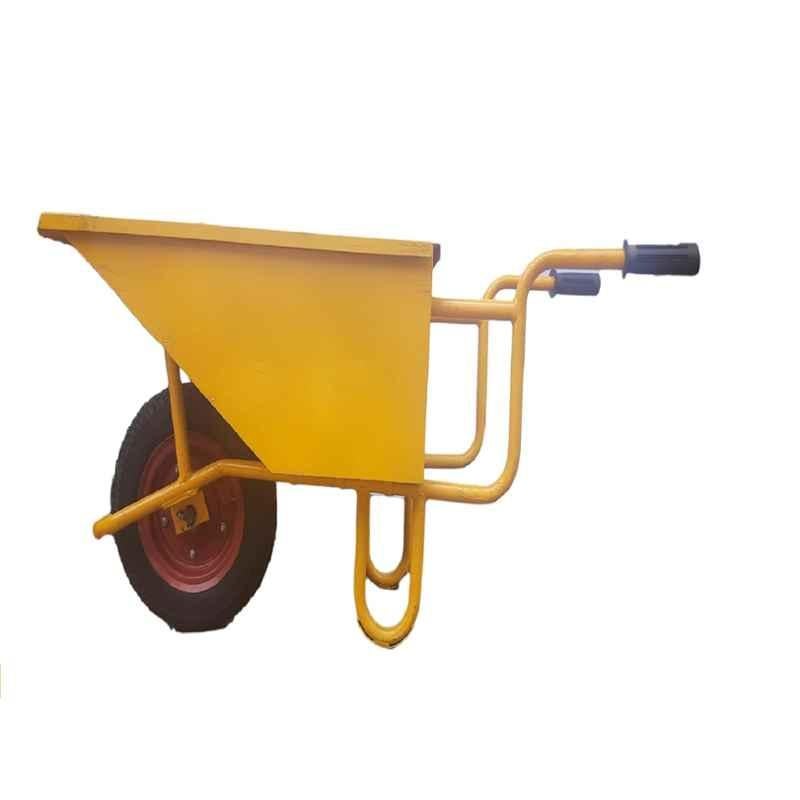 Akura 150kg Mild Steel Yellow Single Wheel Barrow Trolley, 65YELSB01W001