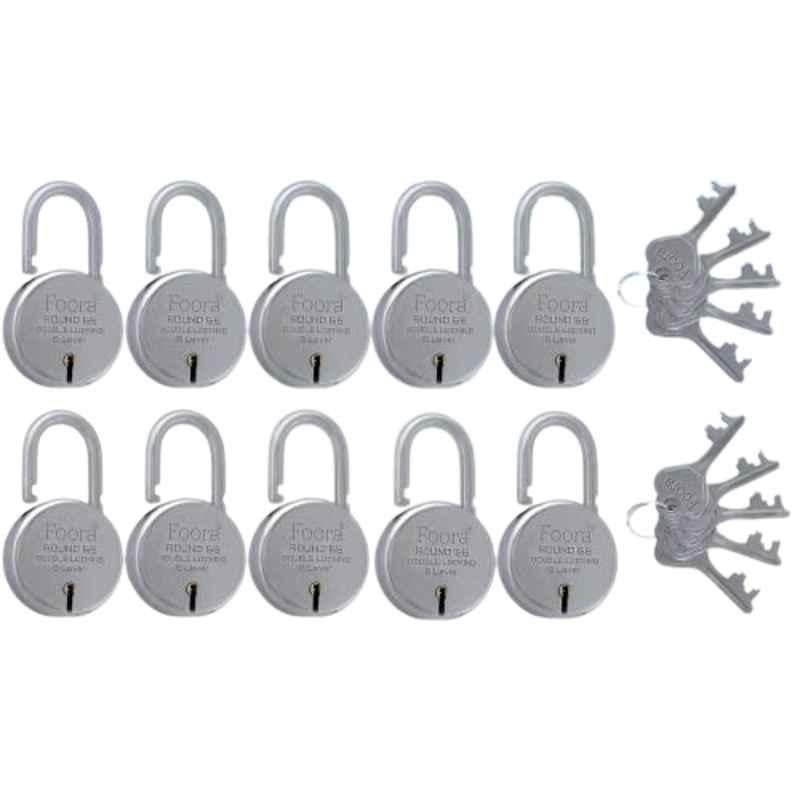 Foora 10 Pcs Silver Metal Door Padlock Set with 10 Common Keys