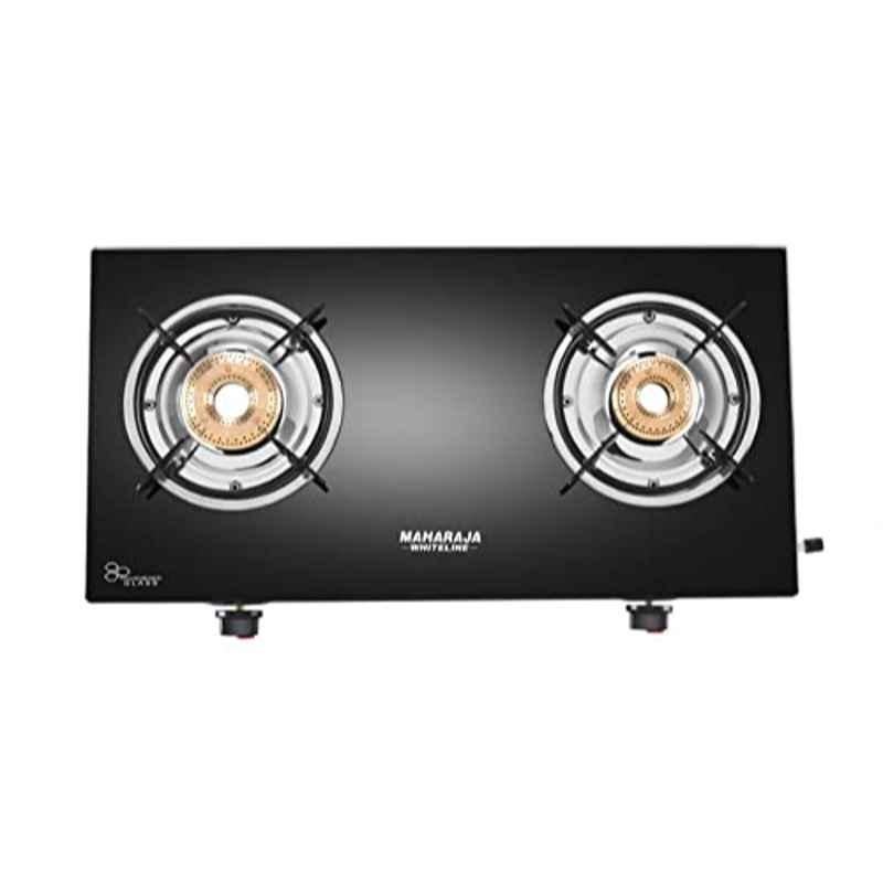 Maharaja Whiteline GS-127 Belenus Neo 2 Burner Black Glass Top Gas Stove, 5200101049