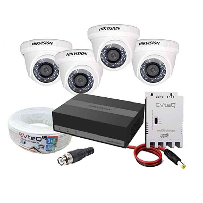 Hikvision EVteQ 2MP 4 Dome & 4 Channel 300GB Embedded Storage SSD DVR CCTV Camera Combo Kit, SK2MP4D
