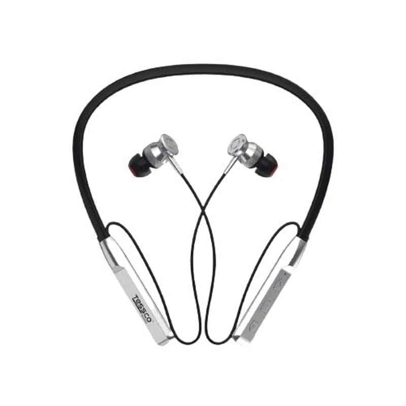 Tessco 10mm Driver Silver Wireless Bluetooth In-Ear Neckband with Mic, EB-328