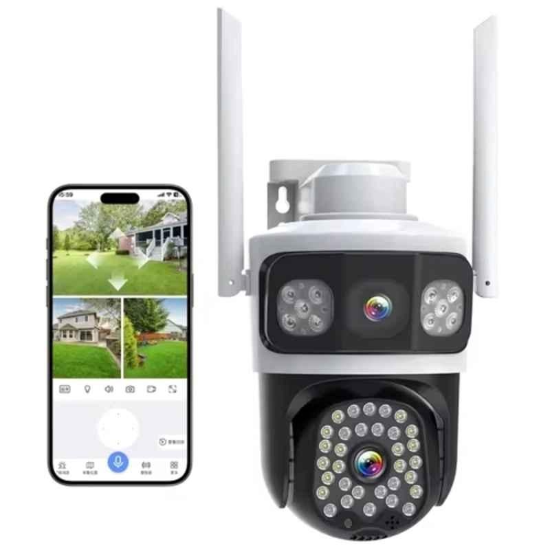Maizic Smarthome 2K 8MP PTZ Dual Lens Three Screen Smart Wi-Fi Camera with AI Tracking, Color Night Vision, IP66 Waterproof & Support Upto 128GB