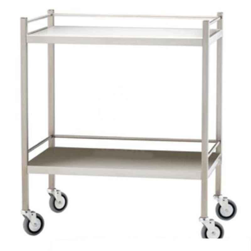 Welltrust Healthcare Mild Steel Powder Coated 2 Shelves Instrument Trolley, WSH-1389