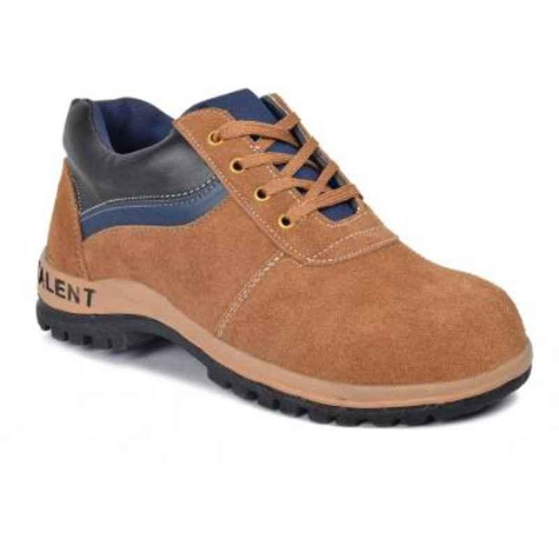 Adzon Talent Leather Beige Steel Toe Safety Shoes, 2125, Size: 8