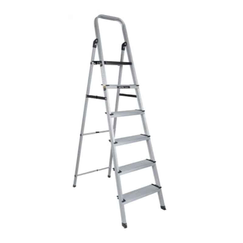 Plantex Aluminium Black & Silver 6 Step Big Foot Ladder, APS-681