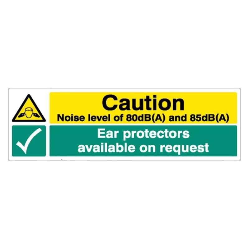 SUNSIGNS 600x200mm Vinyl & Sun Board Caution Noise Level 80dB(A) and 85dB(A) Ear Protectors Available on Request Signage, SN0151VNLM1HPIAAM