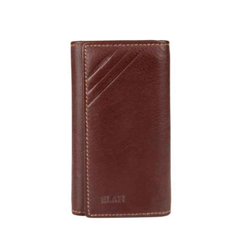 Elan Classic 6.5x2x11cm Brown Leather Slim Key Pouch, ECKP-9634-BR