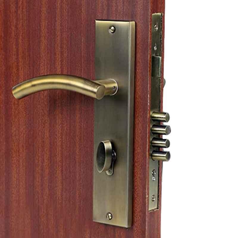 Homexpert MG-1102 10 inch 60mm Stainless Steel Antique Brass Finish Cylindrical Plate One Side Key Mortise Door Lock Set