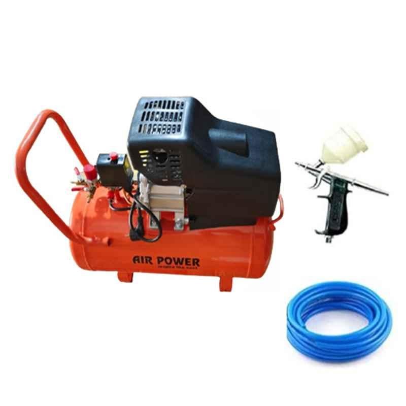Air Power 1HP 30L Oil Free Air Compressor with Copper Winding Motor, Spray Gun, PU Pipe & Fittings Set, AC30DC-AC60