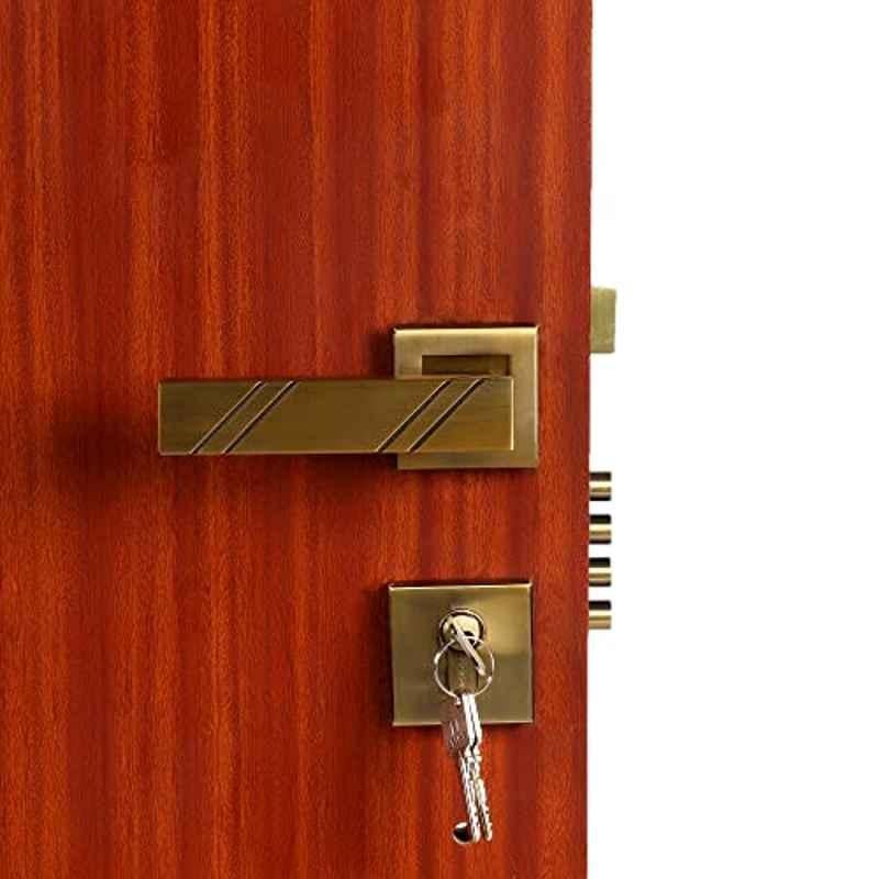 Handle Waala Rose Altis Stainless Steel Antique Brass Finish Both Side Key Mortise Door Lock Set