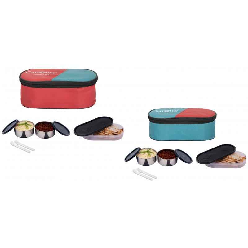 Carrolite 650ml Multi Colour Stainless Steel Lunchbox Buy 1 Get 1 Free, Comboblack_009