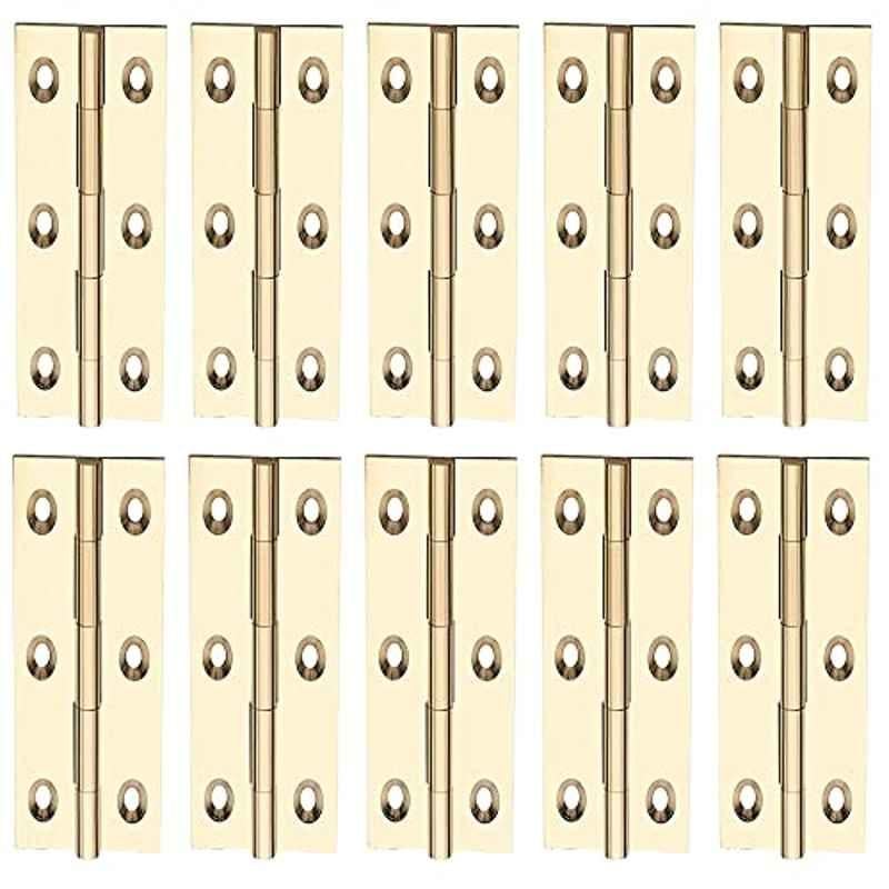 Screwtight 2.5 inch Brass Polished Door & Cabinet Butt Hinge, B170104PB-10p (Pack of 10)