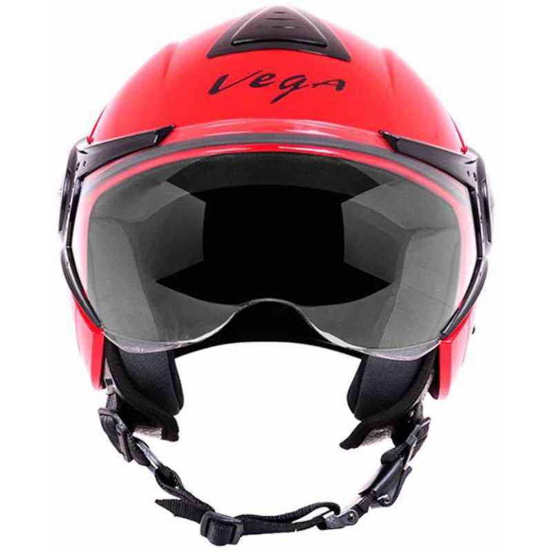 Vega Verve Motorsports Red Open Face Helmet, Size: S