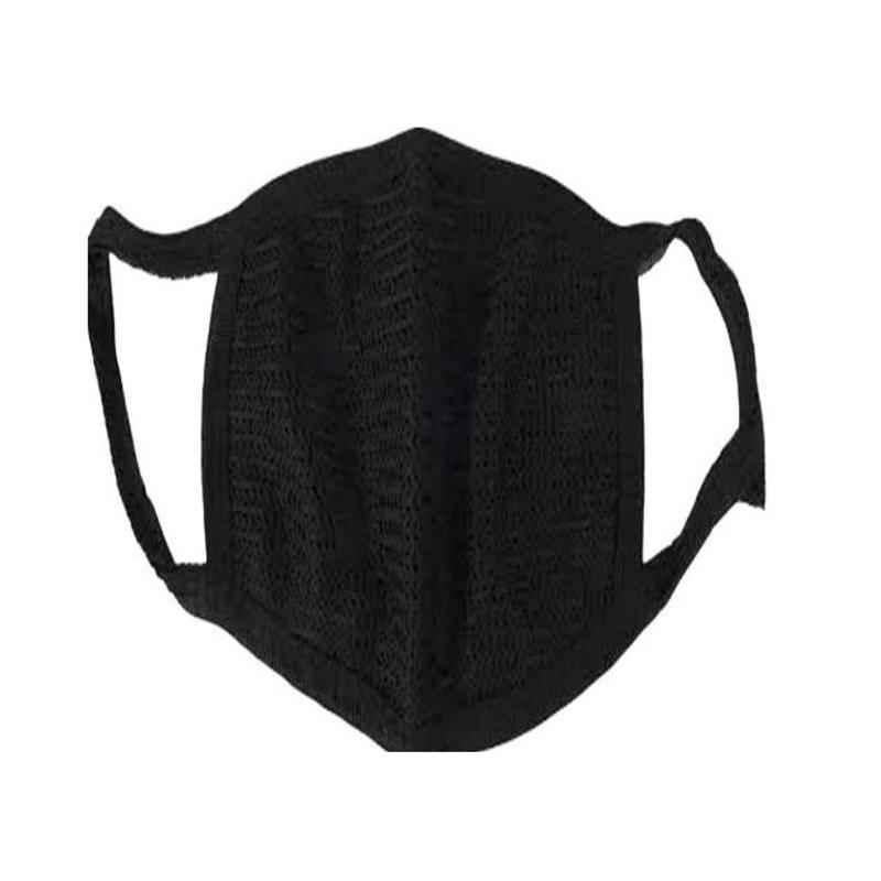 APS Polyester & Cotton Reusable, Washable & Dust Protection Dual Filter Black Face Mask, MX113A (Pack of 25)