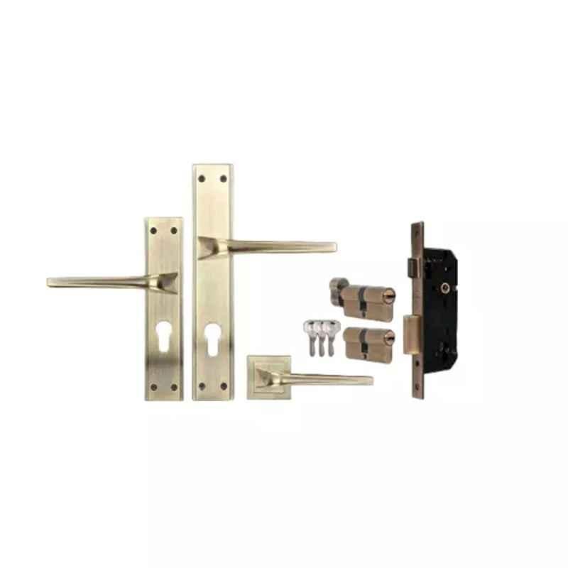 Yale YMC511-10-8545-DC-AB 60 B-S Antique Brass Nickel Finish Mortise Set with 10 inch Plate, DC Cylinder Lock & 3 Keys