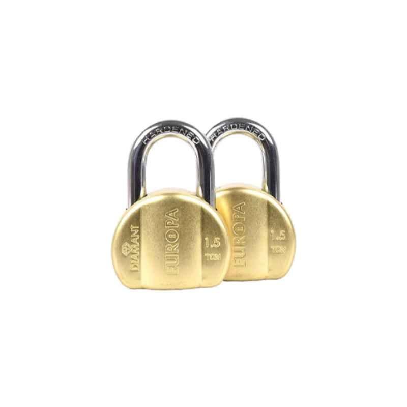 Europa Brass Matt Diamant Commercial 2 Pad Lock with Common Key, L358 TW
