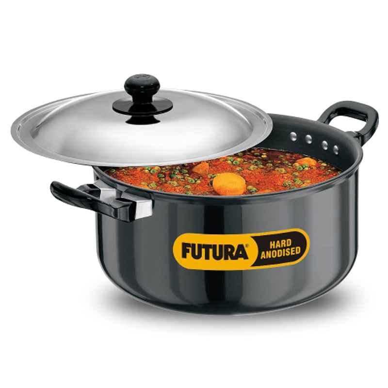 Hawkins Futura 5L 24cm Hard Anodised Cook n Serve Stewpot with Lid, AST 50