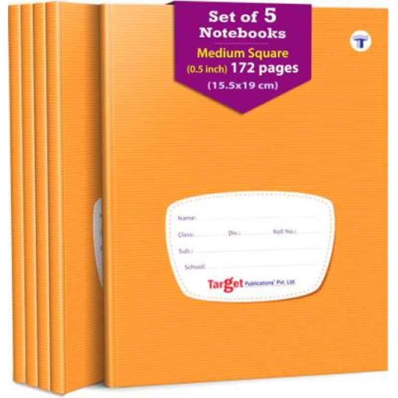 Target Publications Jumbo 172 Pages Brown Ruled xxlarge Square Notebook with Hard Cover (Pack of 5)