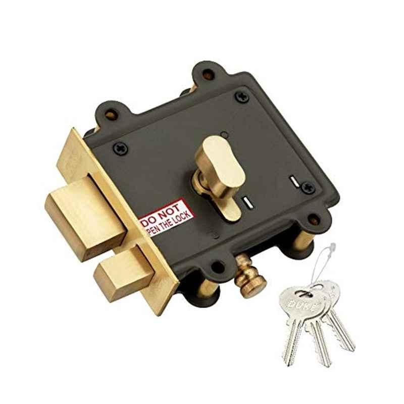 Duke Mild Steel & Brass Grey Mortise Door Lock, DL2000OSK