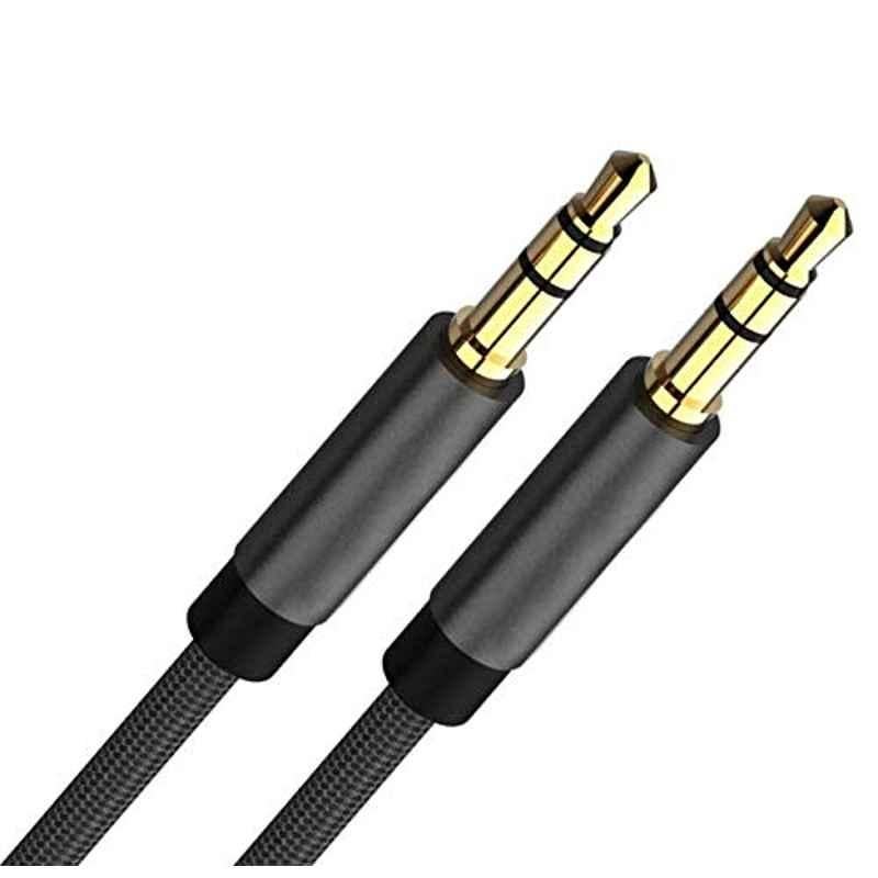 Tessco 1m 3.5mm Black Braided Aux Cable, LA-454