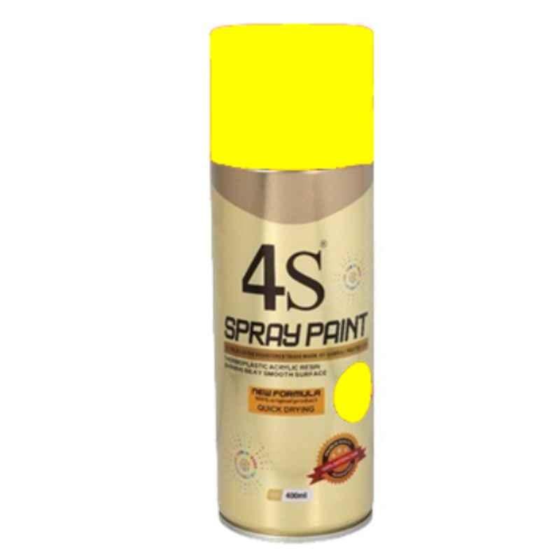 4S 400ml Yellow Aerosol Acrylic Spray Paint, 4S418 (Pack of 24)