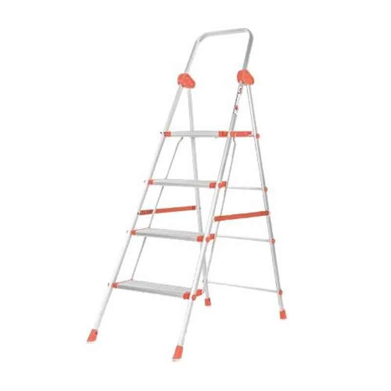 Bathla Surge 4 Step Silver & Orange Aluminium Ladder