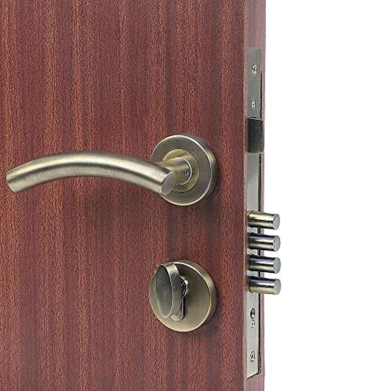 Homexpert Rose LB-1102 Stainless Steel Antique Brass Finish Cylindrical Plate One Side Key Mortise Door Lock Set