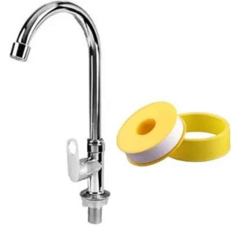 IRIS Swift Stainless Steel Chrome Finish Swan Neck Pillar Tap