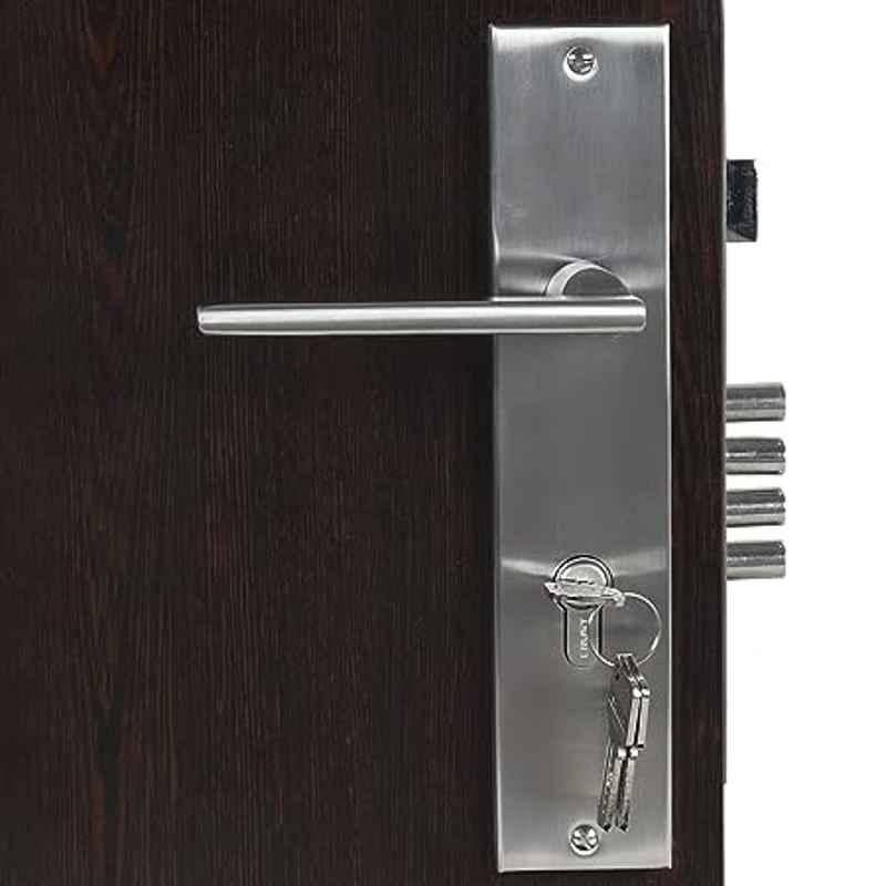Handle Waala Luna 10 inch 60mm Stainless Steel Silver Cylindrical Plate Both Side Key Mortise Door Lock Set