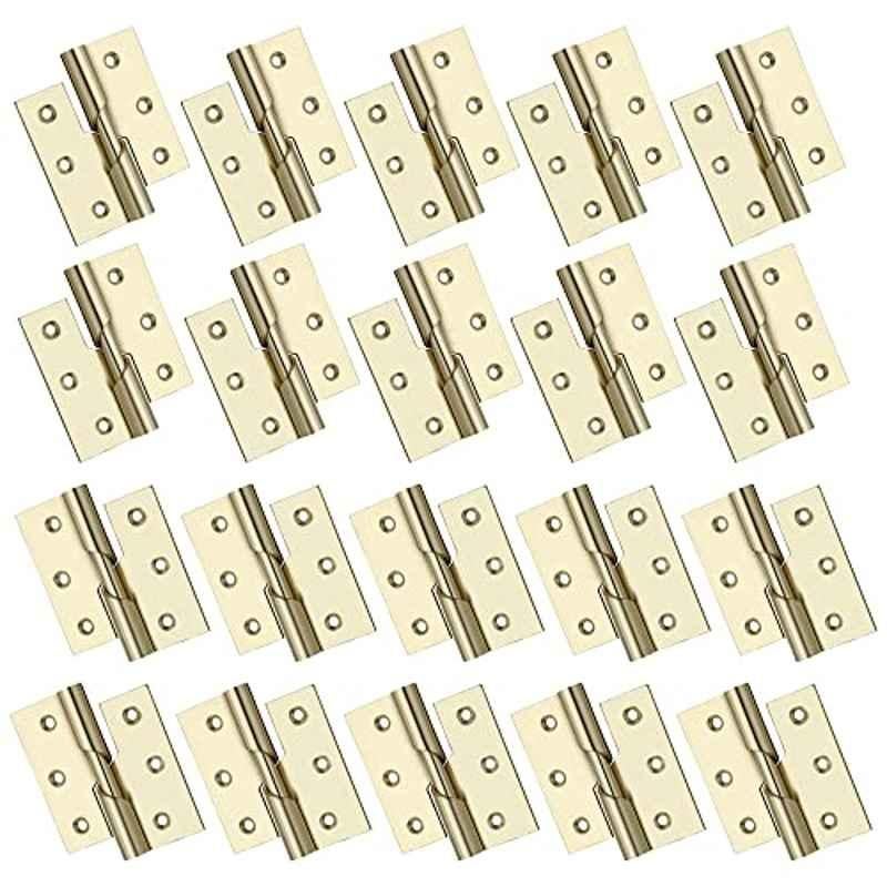 Screwtight 3 inch Iron Brass Plated Finish Door & Cabinet Rising Butt Hinge, S171001EB-20 (Pack of 20)