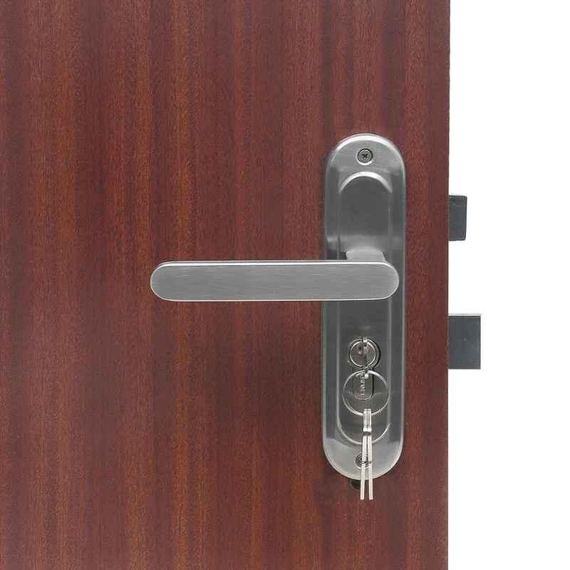 Handle Waala LB304 Stainless Steel Silver Satin Finish Round Plate Heavy Duty Mortise Door Lock Set