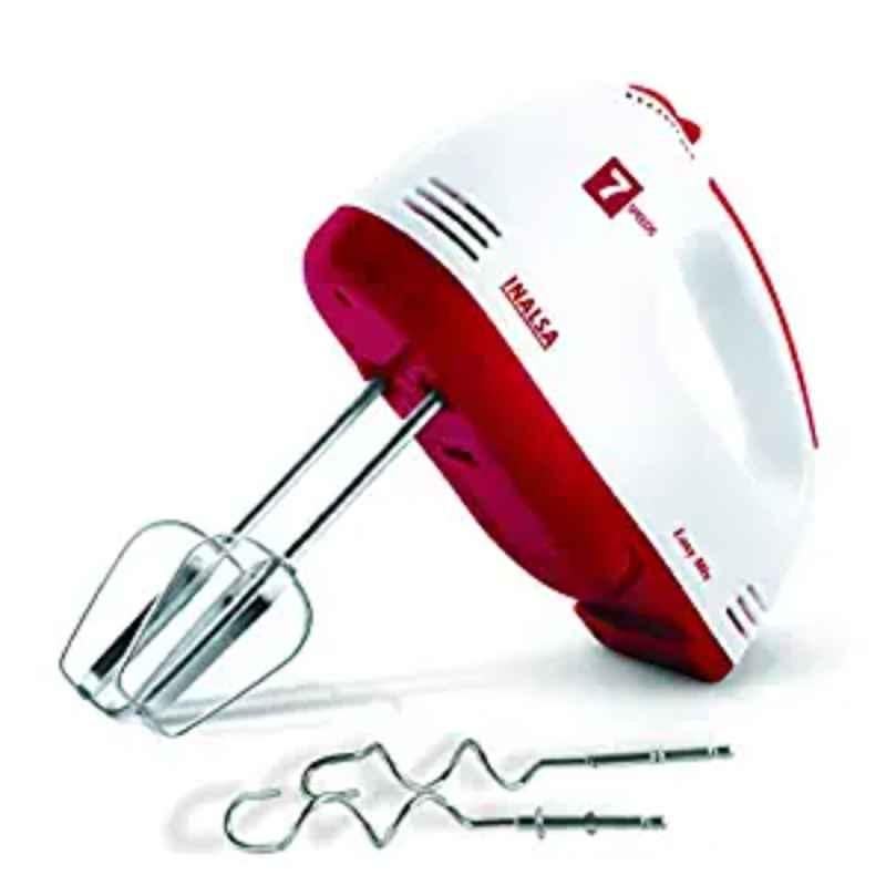 Inalsa Easy Mix 250W Plastic White & Red Hand Mixer with 7 Speed Control (Pack of 3)