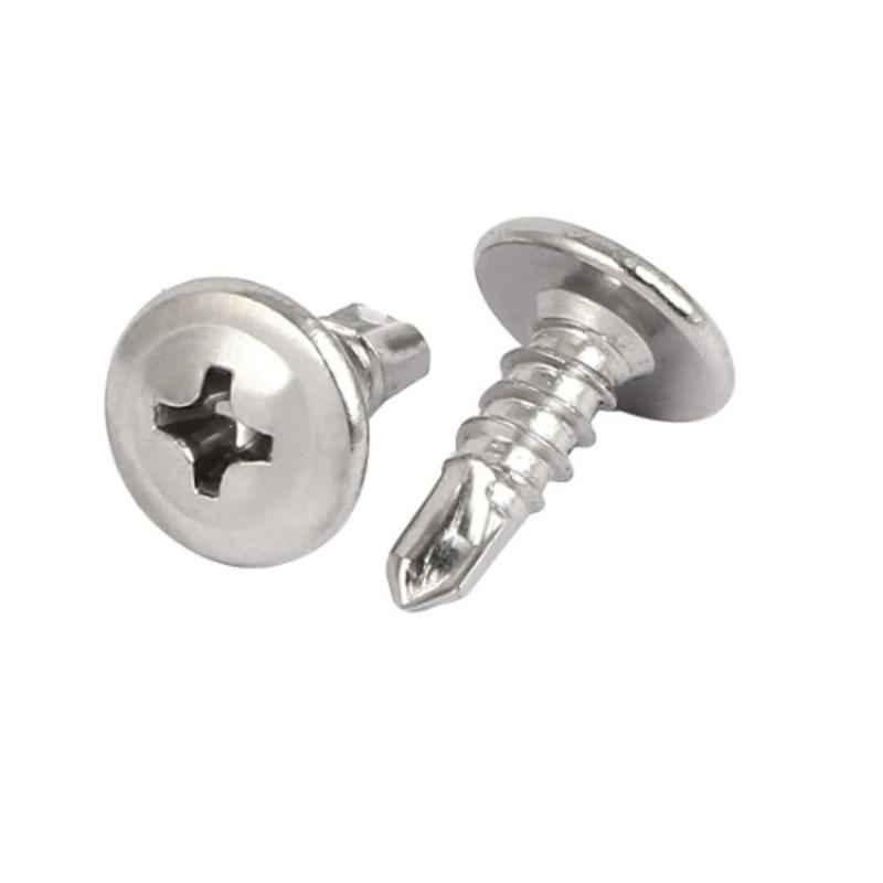 RKGD 100 Pcs 8x13mm Stainless Steel 410 Silver Wafer Truss Head Phillips Self Drilling Screw Set