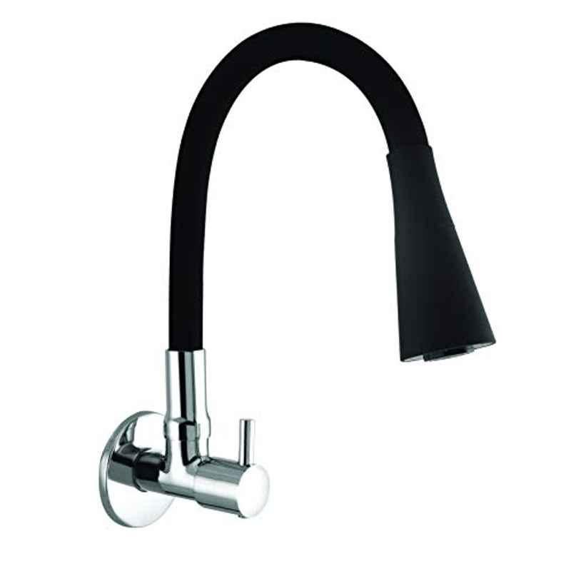 10X BL-9876 Brass Black Flexible Neck Dual Sink Tap for Kitchen