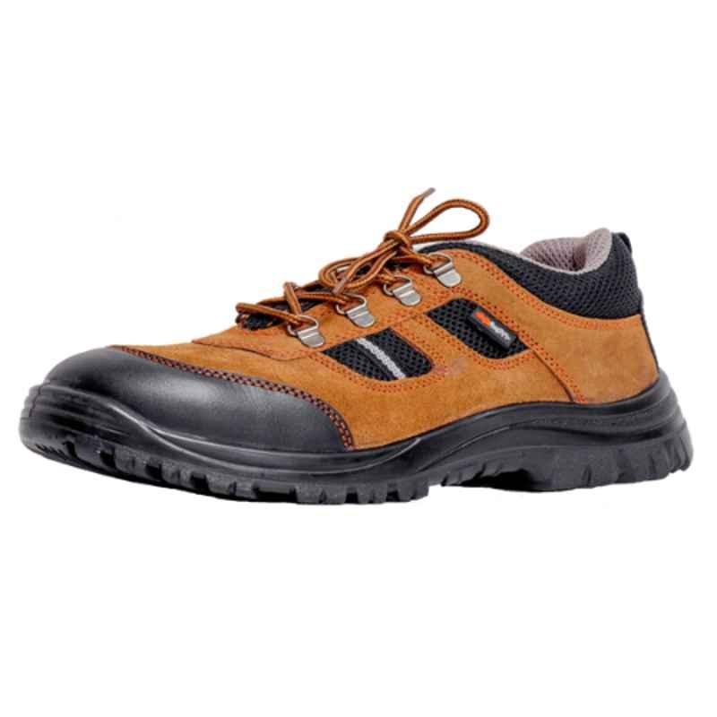 High Lite HL-856B Leather Steel Toe Black & Brown Industrial Work Safety Shoes, Size: 7