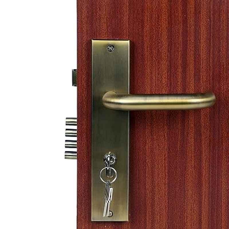 Handle Waala MG1103 10 inch 60mm Stainless Steel Antique Brass Finish Cylindrical Plate Both Side Key Mortise Door Lock Set