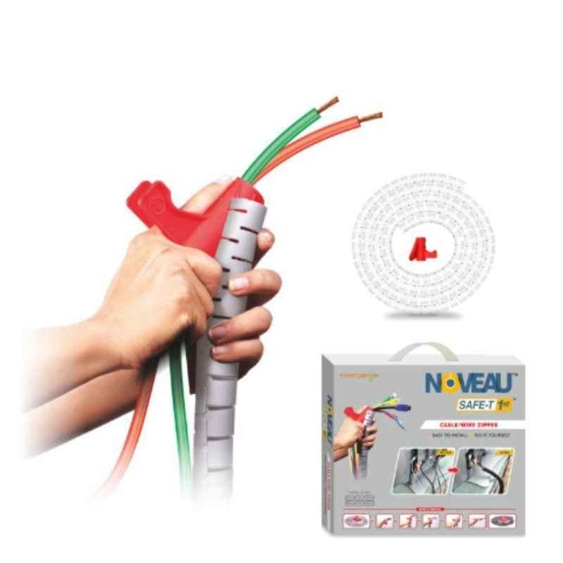 Noveau Safe-T-1ST 16mm 1.5mm Virgin HDPE Transparent Cable Zipper with Colour Box, NSFZ16TP1105 (Pack of 2)