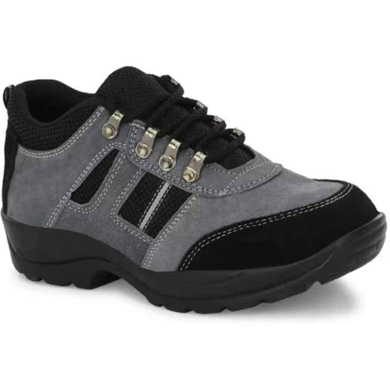 Infantry I202 Leather Steel Toe Grey Safety Shoes, Size: 10